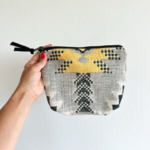 Atenti Embroidered Lightweight Zipper Closure Pouch Wallet Clutch Gray